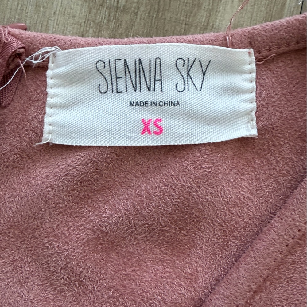 Sienna Sky Faux Suede Sleeveless Rose Mini Dress - Picture 8 of 13